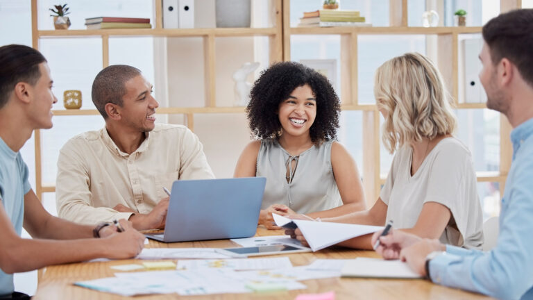 group of diverse business people having a meeting